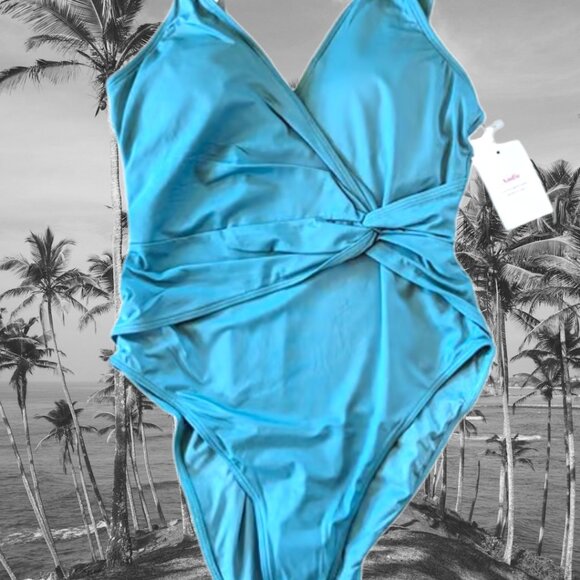 Andie Swim The Capri One Piece Bay Blue Eco Nylon Size Medium - Picture 3 of 7